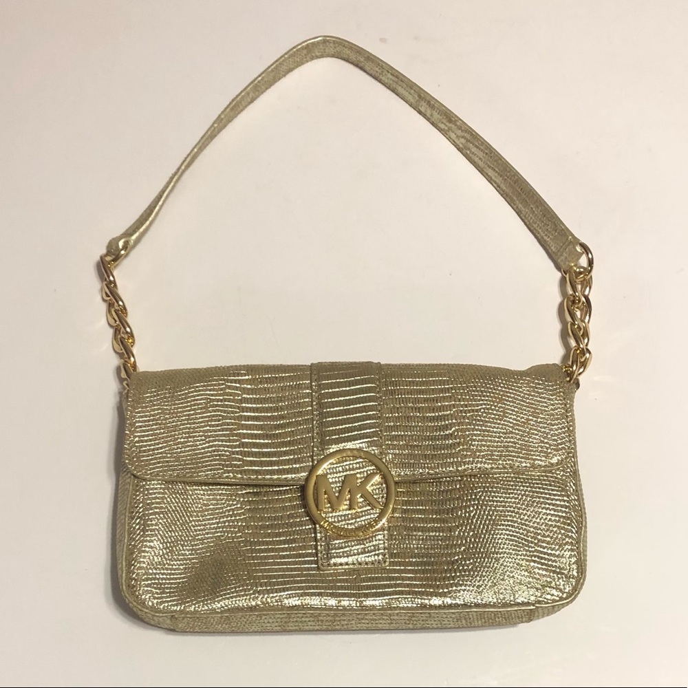 MK Gold snake skin handbag